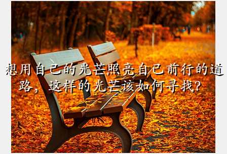 想用自己的光芒照亮自己前行的道路,这样的光芒该如何寻找?